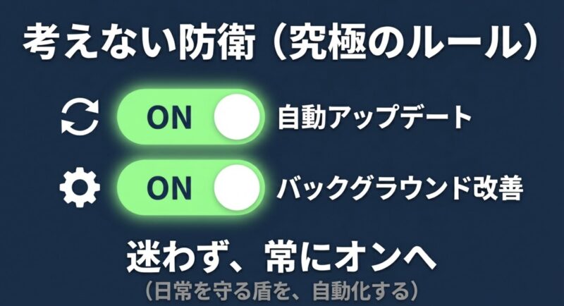 自動アップデートとバックグラウンドセキュリティ改善を常にオンにする究極のルール設定