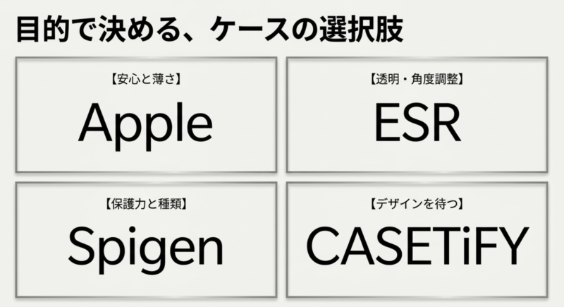 目的で決めるiPhone Duoケースの選択肢(Apple、ESR、Spigen、CASETiFY)