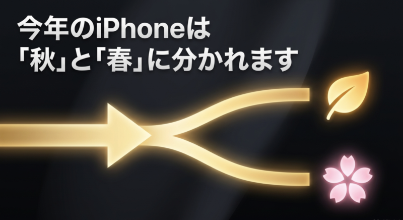 今年のiPhone 18シリーズは秋と春に分かれて発売されるイメージ
