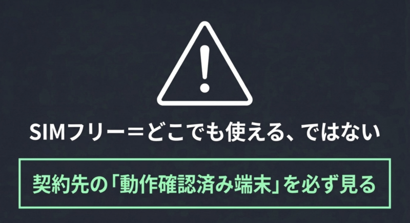 SIMフリー版はどこでも使えるわけではない。契約先の動作確認済み端末一覧を必ず見る