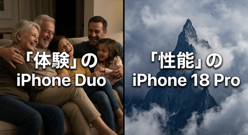 「体験」のiPhone Duoと「性能」のiPhone 18 Proのコンセプト比較
