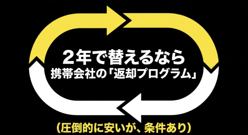 2年で替えるなら圧倒的に安い携帯会社の返却プログラムがおすすめ